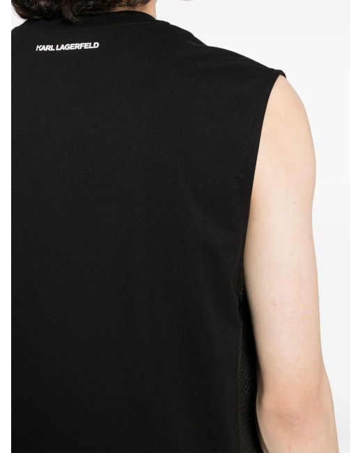 Karl Lagerfeld Black Logo-print Organic Cotton Tank Top for men