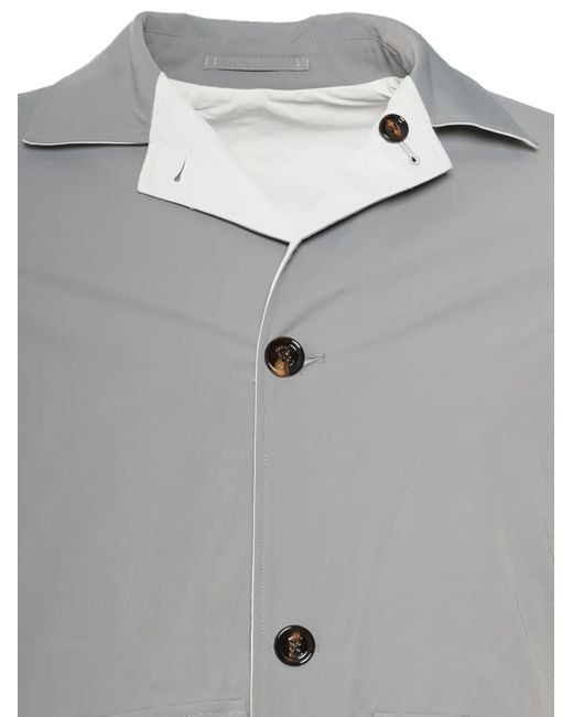 Kiton Gray Kim Reversible Single-Breasted Coat for men