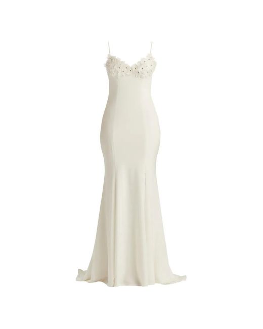 Tadashi Shoji White Floral-Appliqué Maxi Dress
