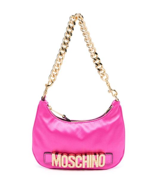 Sac porté épaule à plaque logo Moschino en coloris Pink