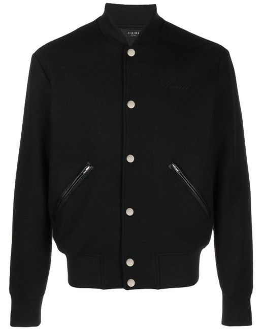 Amiri Black Cropped Varsity Jacket for men