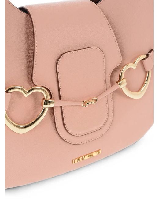 Moschino Pink Heart-Shaped Clasp Shoulder Bag