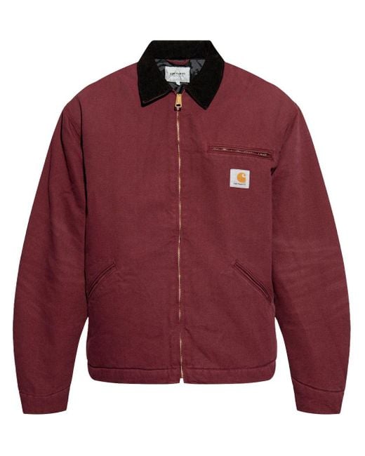 Carhartt Red Organic Cotton Quilted Parka Jacket for men