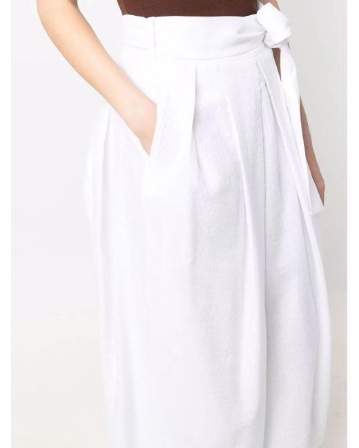 Fabiana Filippi White Belted Cotton Midi Skirt