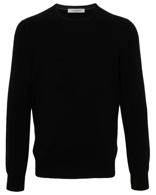 Fileria Black Fine-Knit Cashmere Sweater for men
