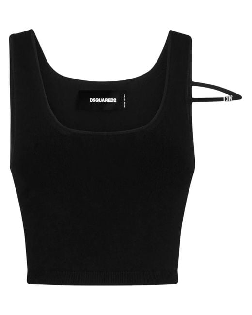 DSquared² Black Logo-Plaque U-Neck Tank Top