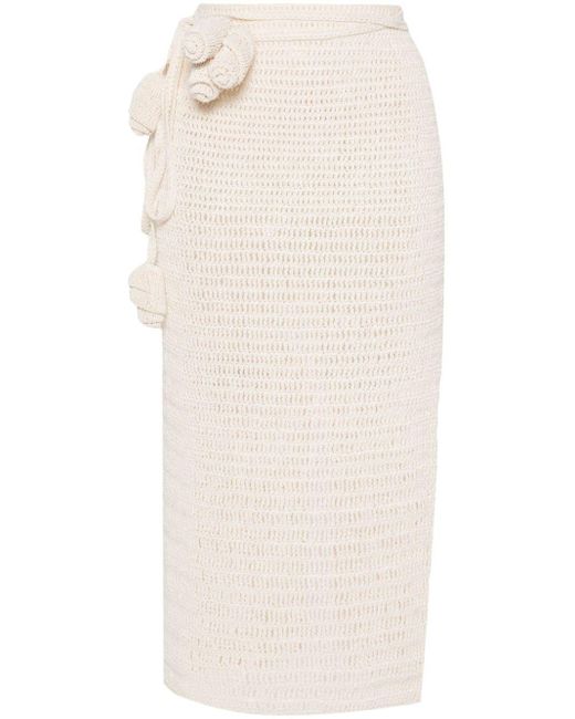 Magda Butrym White Crochet Midi Skirt