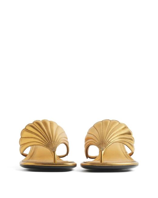 Mugler Metallic Shell-Detail Sandals