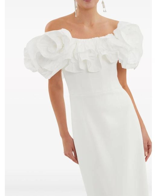 Rebecca Vallance White Tessa Ruffled Gown