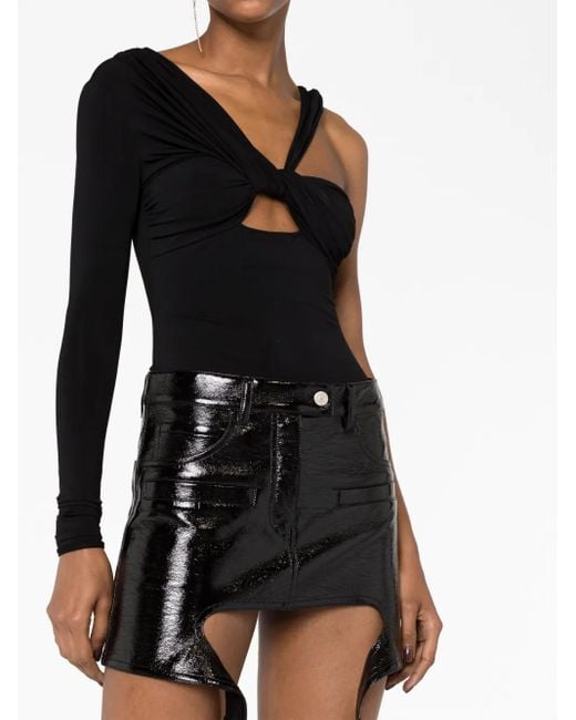 Courreges Black Chaps Vinyl-Effect Miniskirt