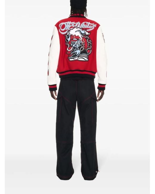 Off-White c/o Virgil Abloh Bomberjack Met Patchwork in het Red voor heren