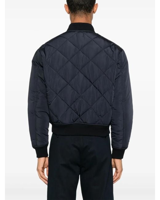 Fursac Blue Padded Quilted Bomber Jacket for men