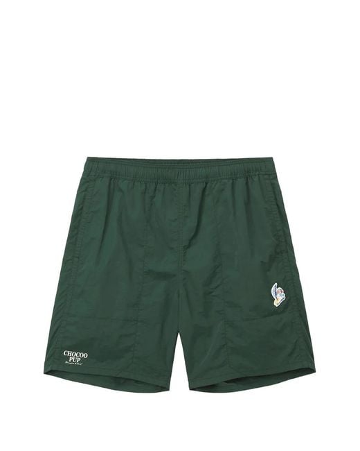 Chocoolate Green Logo-Patch Elasticated-Waist Shorts for men