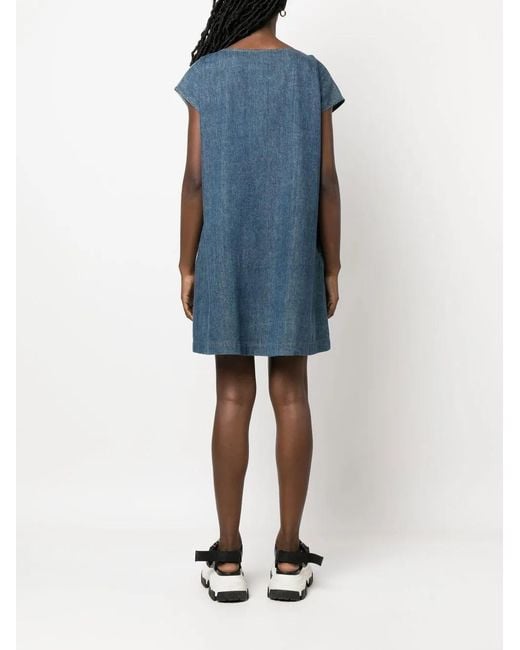Love Moschino Blue Stripe-Panel Denim Dress