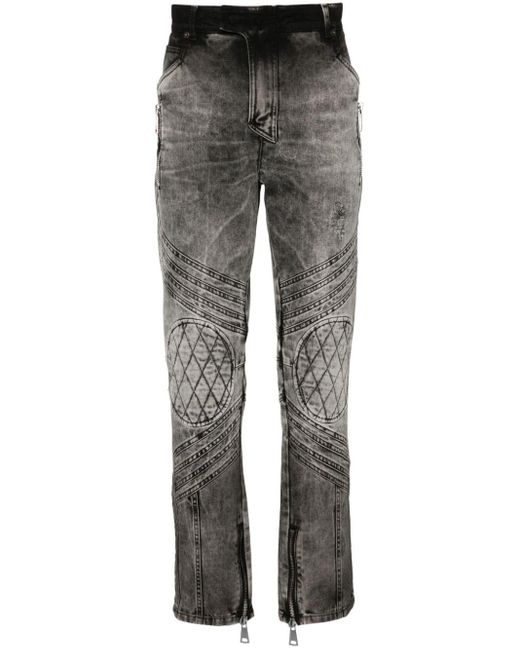 Balmain Halbhohe Slim-Fit-Jeans in Gray für Herren