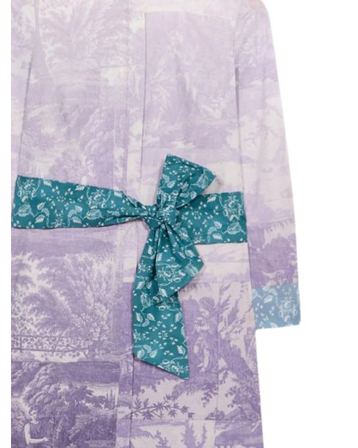 Pierre Louis Mascia Diomedes プリント ベルテッドシャツドレス Purple