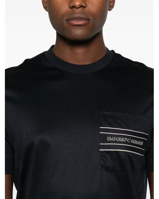 Emporio Armani Black Logo-detail T-shirt for men