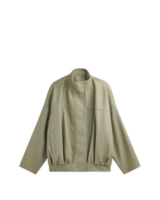 Frankie Shop Green Veren Faux Leather Bomber Jacket
