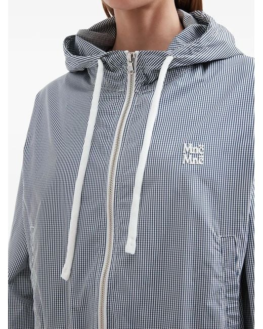 Mini Cream Blue Zip-Up Hooded Jacket