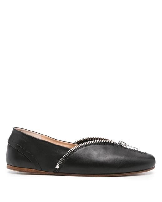 J.W. Anderson Black Zip-Detail Ballet Flats