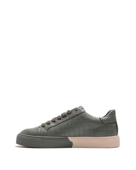 HIDE & JACK Gray Crocodile-Embossed Sneakers