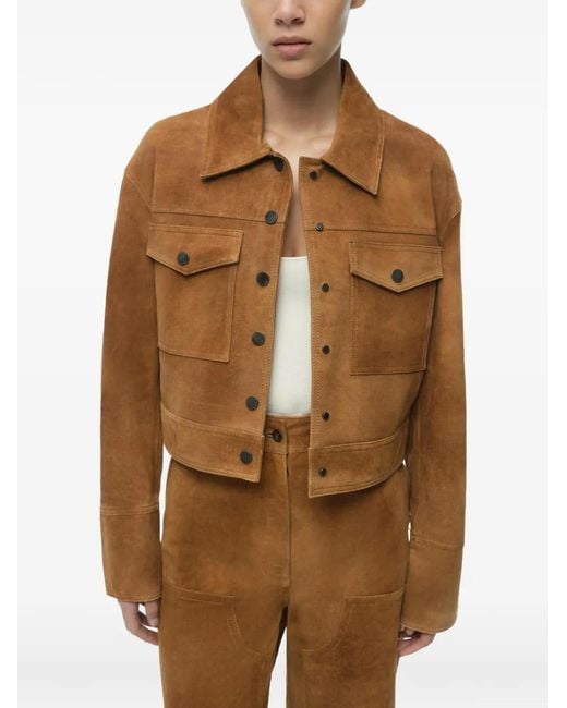 Jonathan Simkhai Brown Bates Suede Straight-Leg Trousers