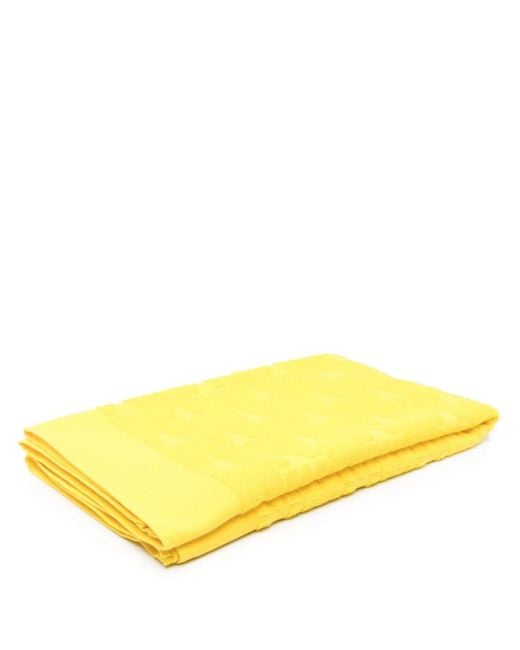 Moschino Yellow Jacquard-logo Cotton Beach Towel