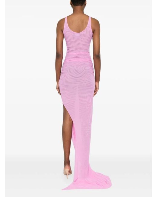 David Koma Mesh Avondjurk Met Ruches in het Pink