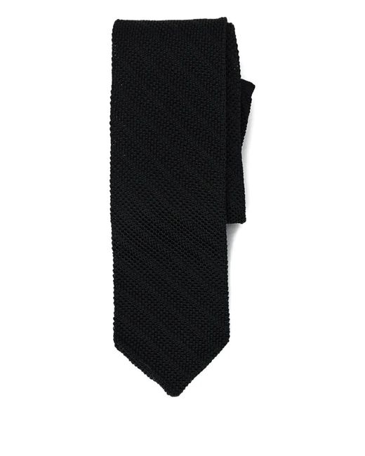 mfpen Black Knitted Silk Tie for men