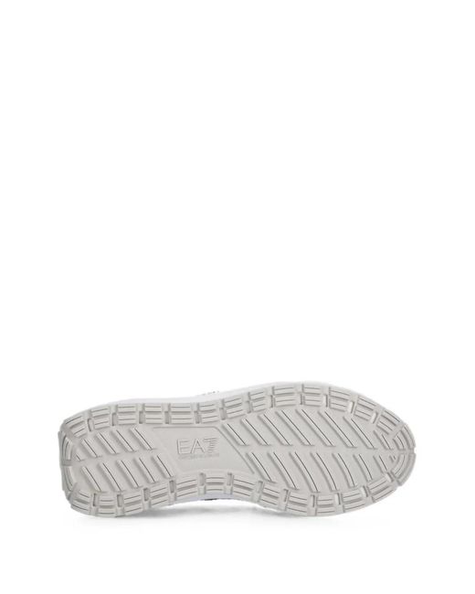EA7 White Logo-Patch Panelled Sneakers