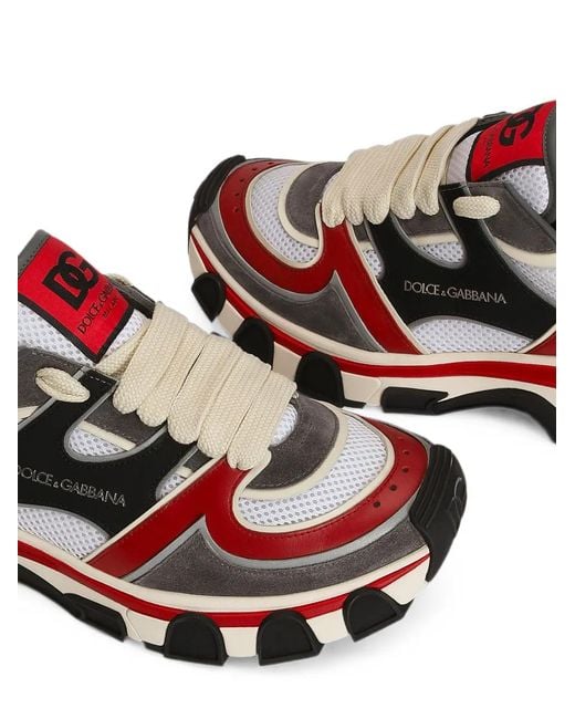 Dolce & Gabbana White Panelled Mesh-Detail Low-Top Sneakers for men