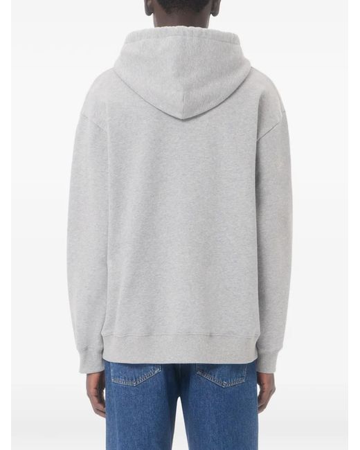 Valentino Garavani Gray Cotton Hoodie With Vlogo Embroidery for men