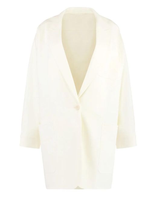 Max Mara White Orlaya Blazer mit fallendem Revers