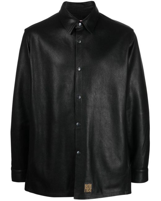 Martine Rose Black Pebbled Leather Jacket for men