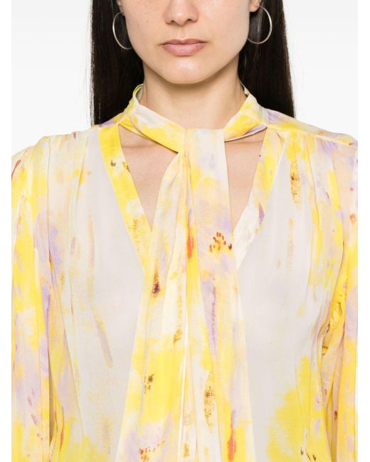 MSGM Abstract-print Shirt Yellow