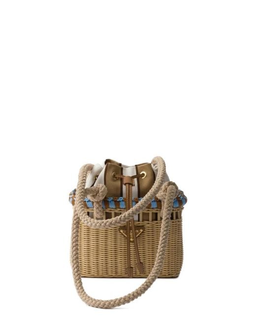 Prada Metallic Mini Wicker Bucket Bag