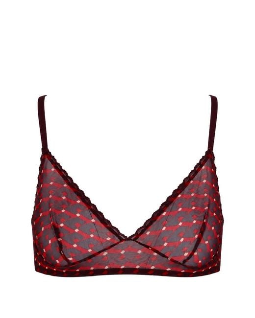 Laura Urbinati Red Soutien-Gorge À Imprimé Géométrique Et Effet De Transparence