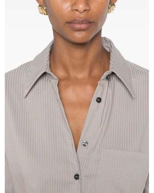 THE M.. Gray Striped Button-Down Shirt