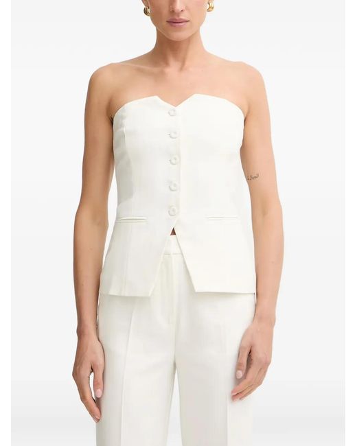 Morgan White Strapless Button-Up Blouse