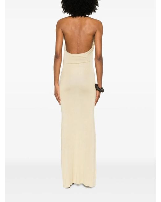 AYA MUSE White Fein Gestricktes Maxikleid