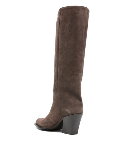 Vic Matié Brown 80Mm Calf-Suede Pointed-Toe Boots
