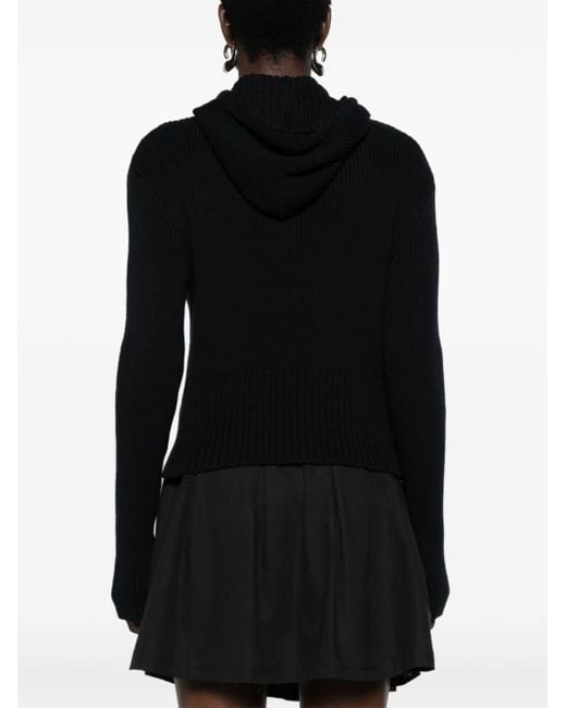 Our Legacy Black Ribbed-knit Hooded Cardigan