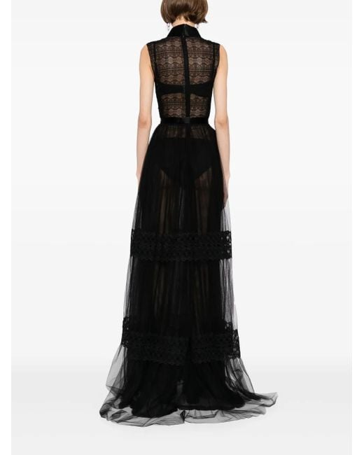 Saiid Kobeisy Black Lace Sleeveless Dress