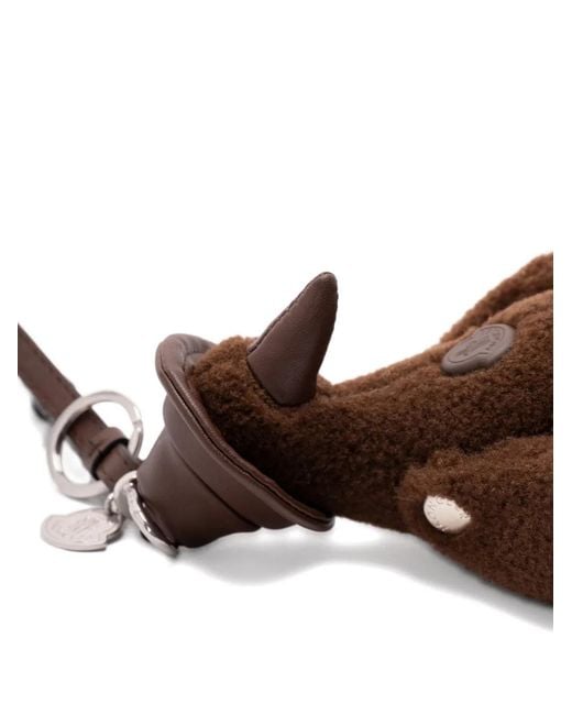 Moncler Brown Monduck Textured Keyring for men