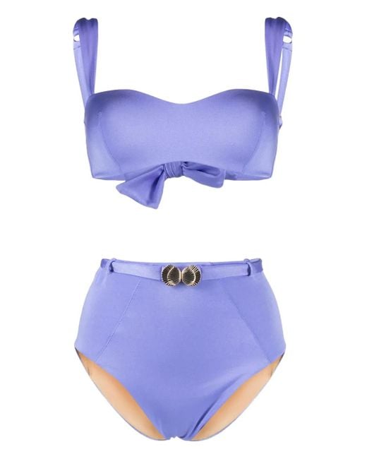 Noire Swimwear Blue Seashell Bandeau Bikini Set