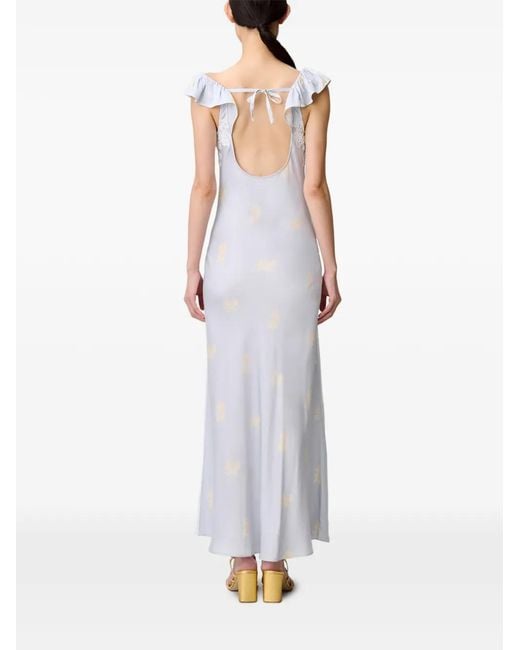 Claudie Pierlot White Lace-Trim Floral-Print Maxi Dress