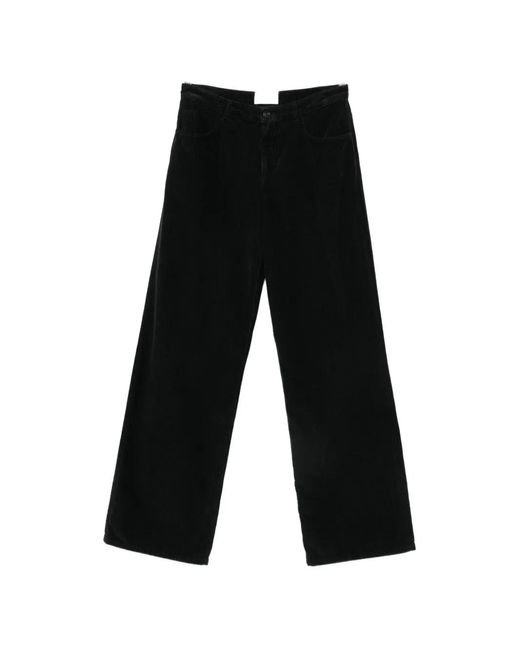 The Row Black Eglitta Corduroy-Effect Trousers