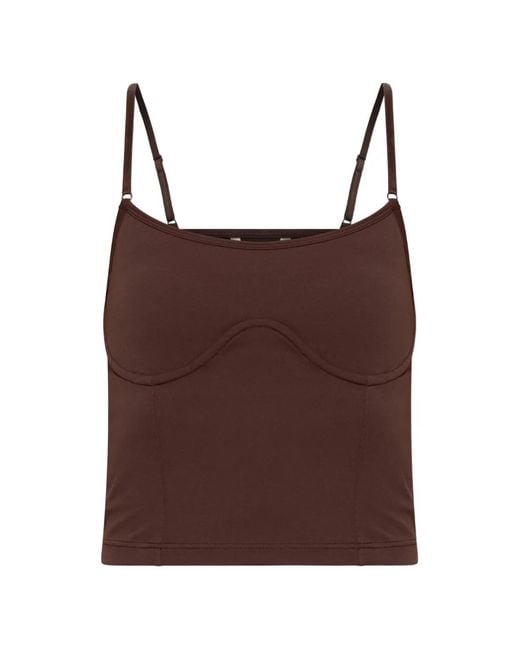 Rethinkit Studios Brown Seam-Detail Spaghetti-Strap Top