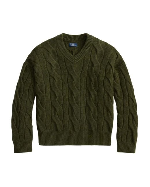 Maglione Con Scollo A V di Polo Ralph Lauren in Green