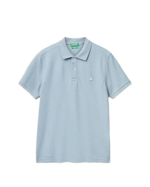 Benetton Blue Short-Sleeve Polo Shirt for men
